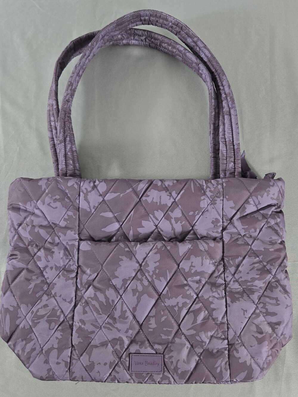 Vera Bradley Purple Quilted Tote with Subtle Floral Print